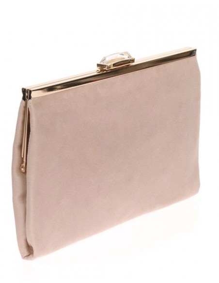 Suede party clutch with rhinestone fastening Lauren Lynn London Accessories - 26 