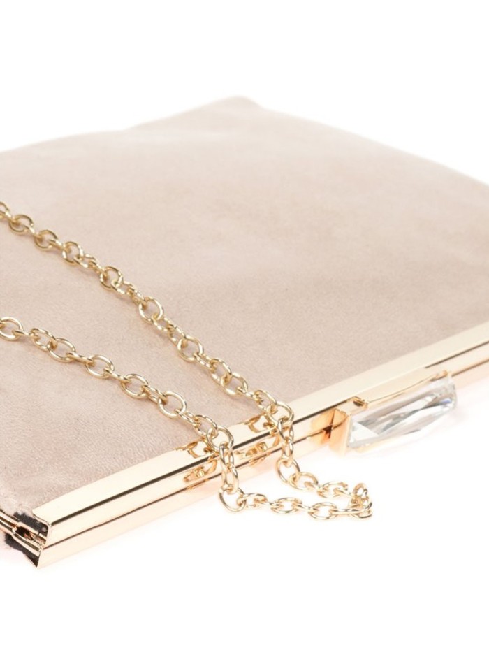 Suede party clutch with rhinestone fastening Lauren Lynn London Accessories - 28 