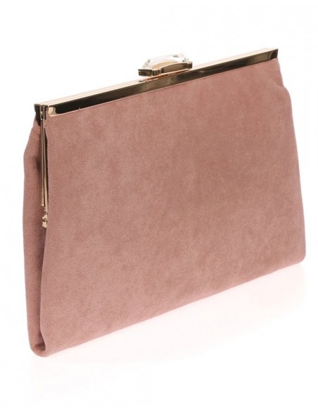Suede party clutch with rhinestone fastening Lauren Lynn London Accessories - 29 
