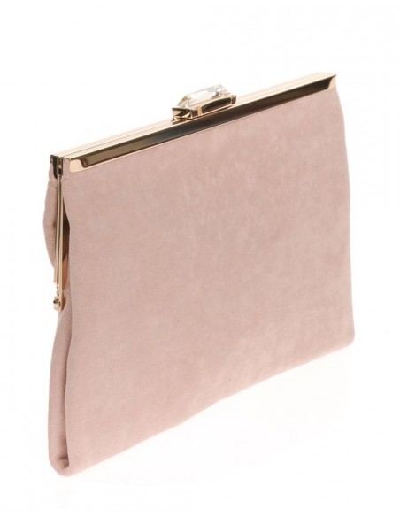 Suede party clutch with rhinestone fastening Lauren Lynn London Accessories - 32 