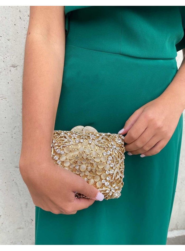 Bolso joya realizado con cristal de Swarovski y mariposas para invitada