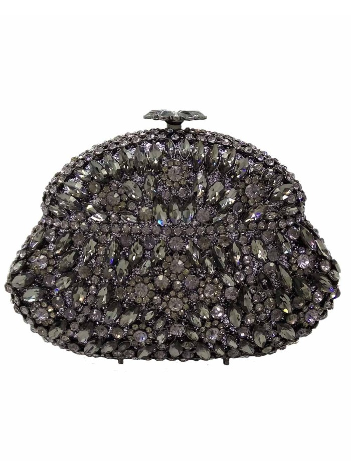 Jeweled clutch bag in the shape of an antique purse