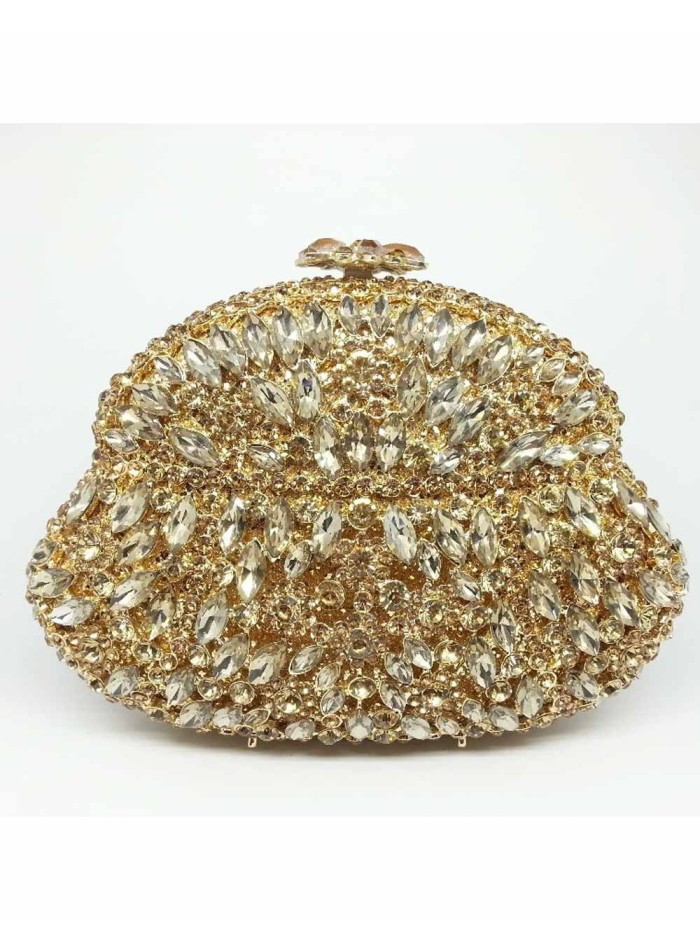 Jeweled clutch bag in the shape of an antique purse