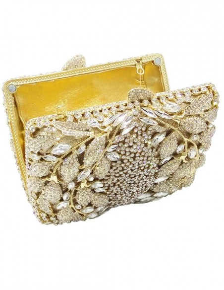 Bolso joya de pedrería y cristal con diseño de hojas-1 Bolso joya de pedrería y cristal con diseño de hojas-1