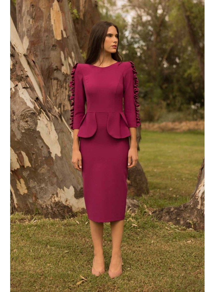 Midi party dress with ruffle sleeves 