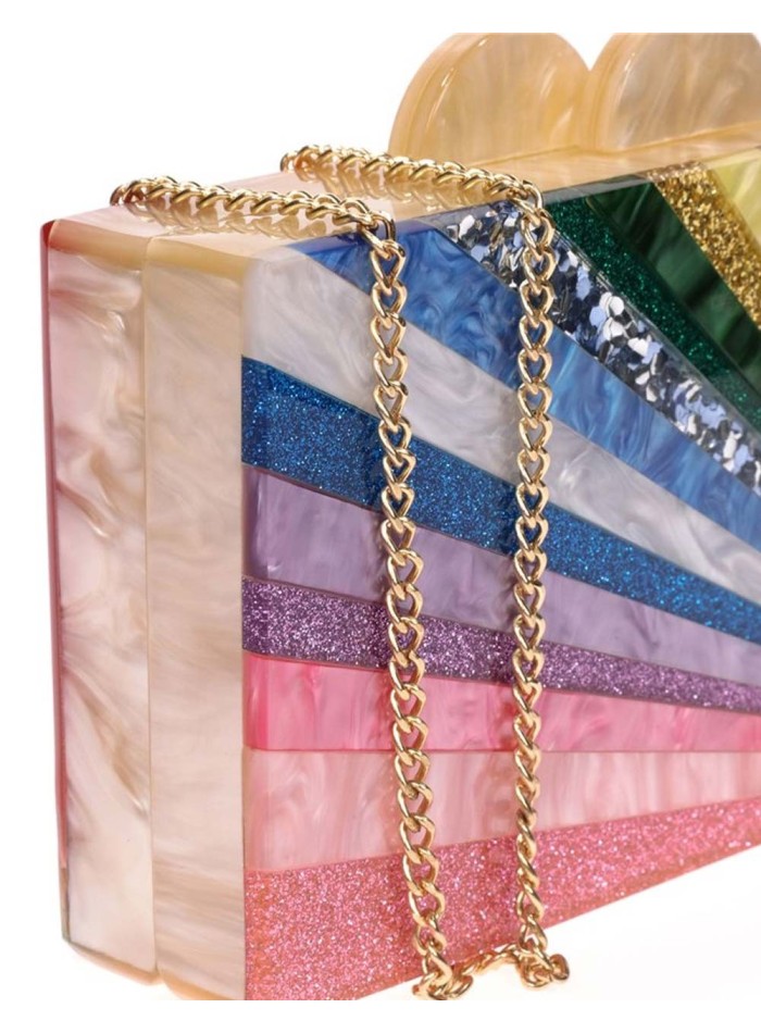Bolso de fiesta nacarado arcoíris Lauren Lynn London Accessories - 3
