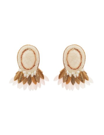 Cream, white and gold coloured party earrings