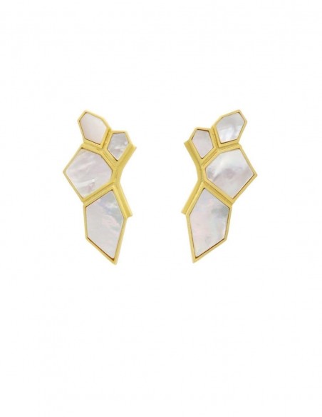 Pendientes plateados geométricos con piedras planas - Invitada Perfecta Acus complementos - 4  Pendientes plateados geométricos con piedras planas - Invitada Perfecta Acus complementos - 4
