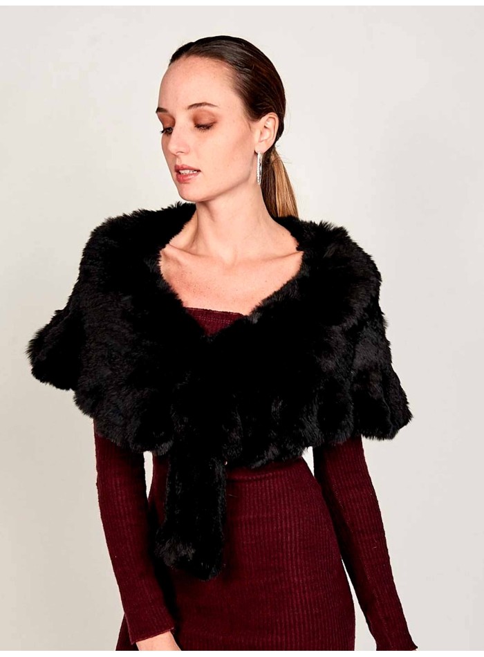 Rabbit fur wrap  black