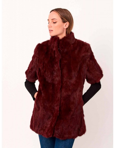 Abrigo de conejo con pelo granate y manga corta Lauren Lynn London Accessories - 1  Abrigo de conejo con pelo granate y manga corta Lauren Lynn London Accessories - 1