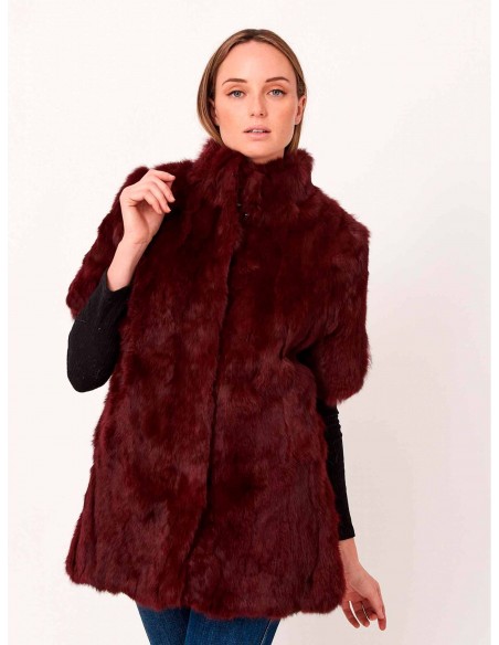 Abrigo de conejo con pelo granate y manga corta Lauren Lynn London Accessories - 3 Abrigo de conejo con pelo granate y manga corta Lauren Lynn London Accessories - 3