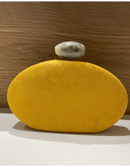 Oval suede clutch bag with marbled effect closing Lauren Lynn London Accessories - 5 