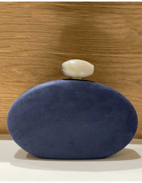 Oval suede clutch bag with marbled effect closing Lauren Lynn London Accessories - 6 