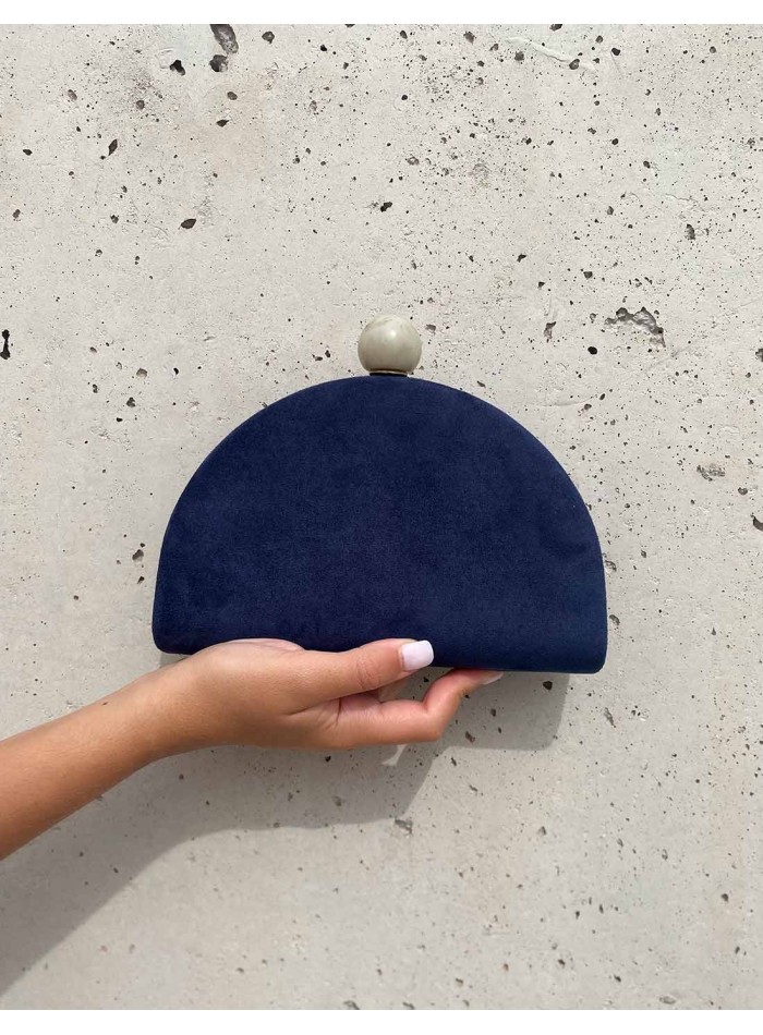 Oval suede clutch bag with marbled effect closing Lauren Lynn London Accessories - 11 