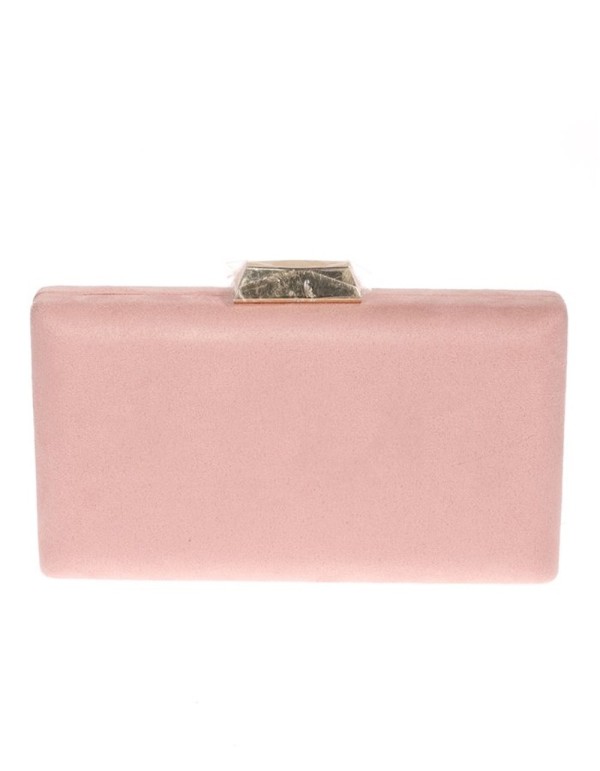 suede clutch bag in baby pink