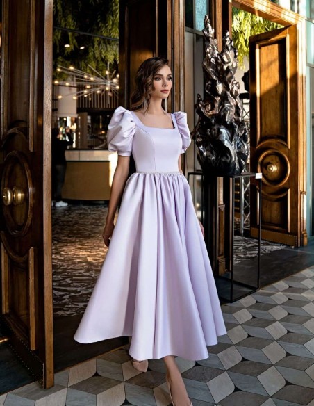 formal lilac midi dress