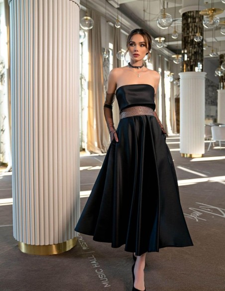 Vestido de fiesta palabra de honor con cinturilla de pedrería EMABRIDE - 1  Vestido de fiesta palabra de honor con cinturilla de pedrería EMABRIDE - 1