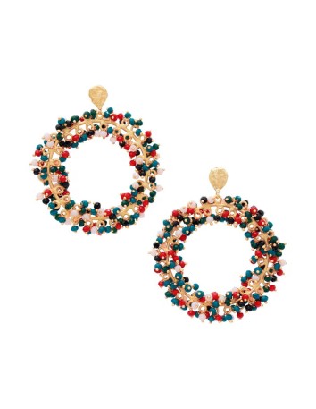 Multicoloured mini stone hoop earrings for a festive look
