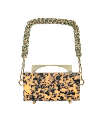 Rectangular leopard print clutch bag