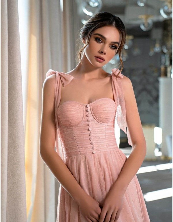 Vestido midi de fiesta con tirantes de lazada y corpiño corazón EMABRIDE - 2