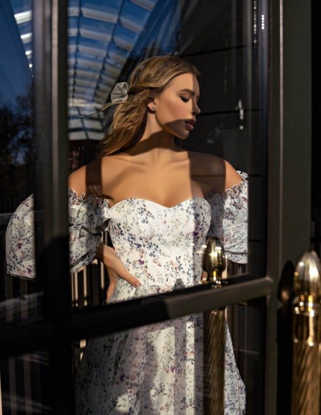 Vestido largo estampado silvestre con escote corazón y mangas abullonadas EMABRIDE - 2 