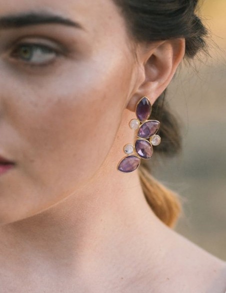 Pendientes con piedra amatista Pendientes con piedra amatista