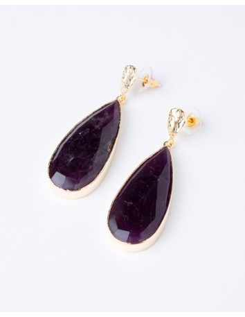 Teardrop earrings with amethyst stone