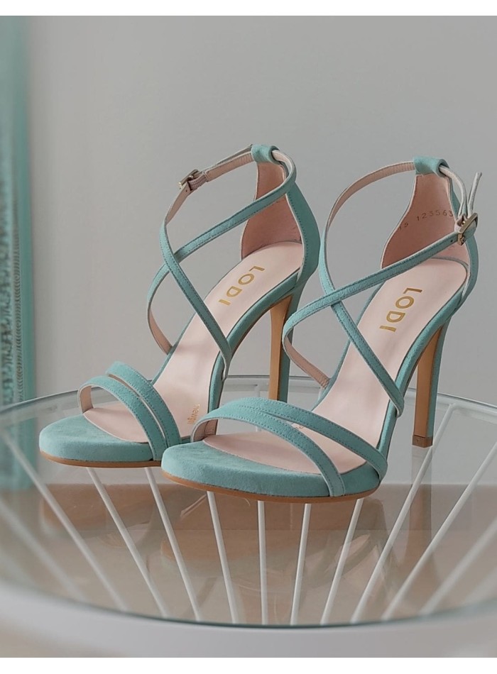 Mint party sandals with crossed straps and golden buckle Calzados Alba Pérez - 1 