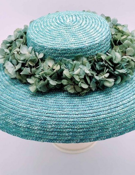 Pamela de paja natural y flores preservadas de Monisima de la muerte Pamela de paja natural y flores preservadas de Monisima de la muerte