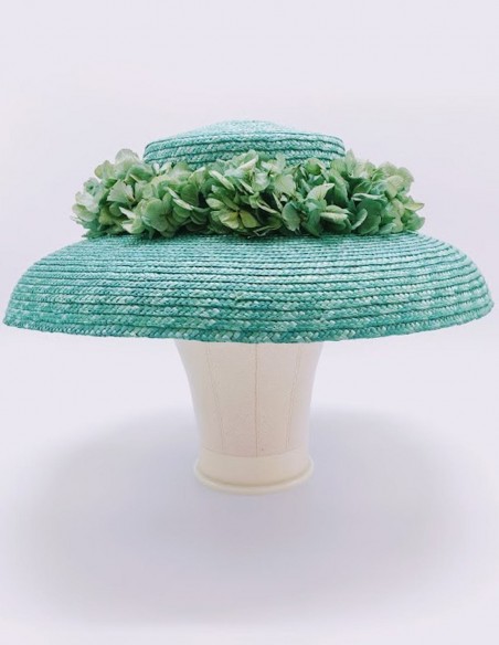 Pamela de paja natural y flores preservadas Pamela de paja natural y flores preservadas