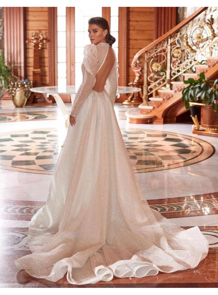 Vestido de novia con manga abullonada y espalda descubierta Pollardi Fashion Group - 3