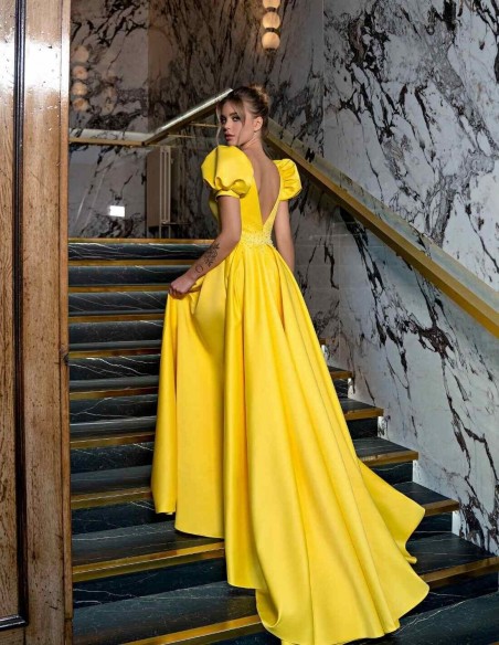 Vestido largo de fiesta con manga farol y escote pronunciado EMABRIDE - 4  Vestido largo de fiesta con manga farol y escote pronunciado EMABRIDE - 4