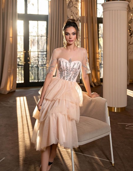 Vestido midi con capas de tul y cuerpo bordado EMABRIDE - 4 Vestido midi con capas de tul y cuerpo bordado EMABRIDE - 4