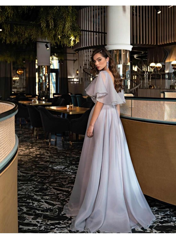 Vestido largo de fiesta con escote capeado y espalda descubierta EMABRIDE - 2 