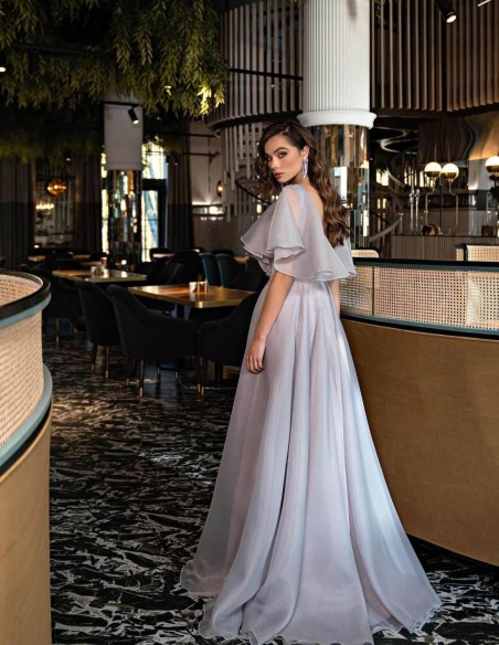 Vestido largo de fiesta con escote capeado y espalda descubierta EMABRIDE - 2 