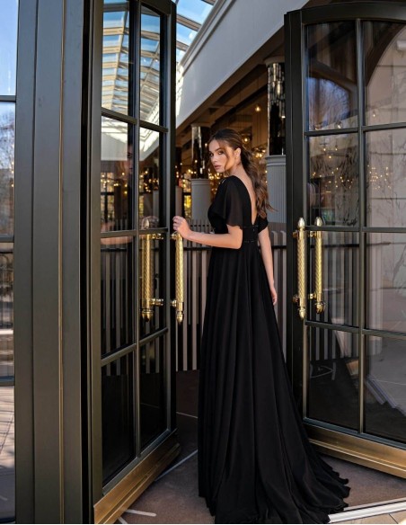 vestidos con mangas angel y escote en pico - 1