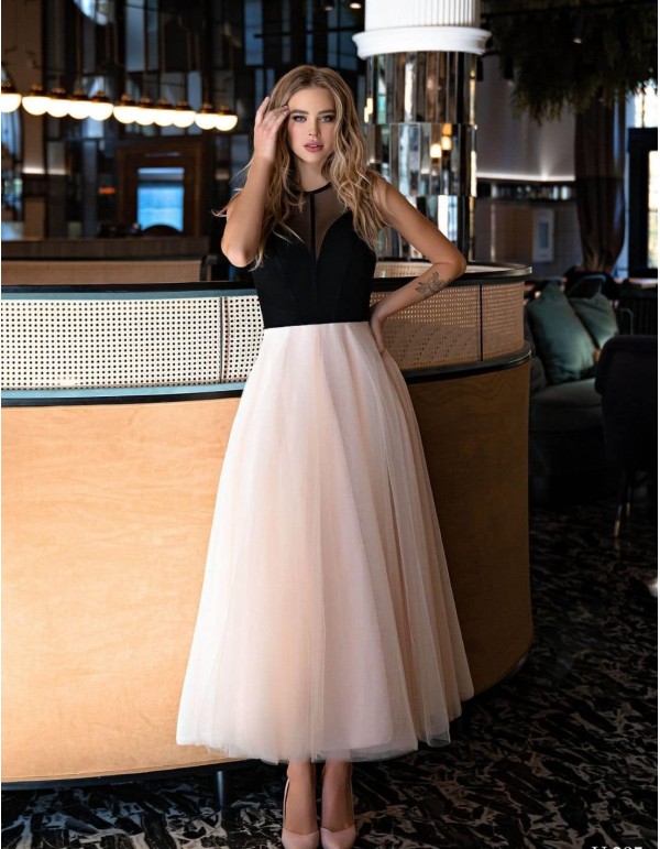 Vestido midi de fiesta con falda de capas de tul EMABRIDE - 1