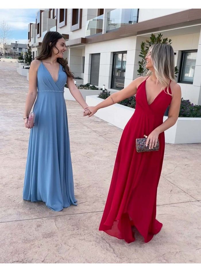 Long red party dress with ruffled skirt Lauren Lynn London - 1