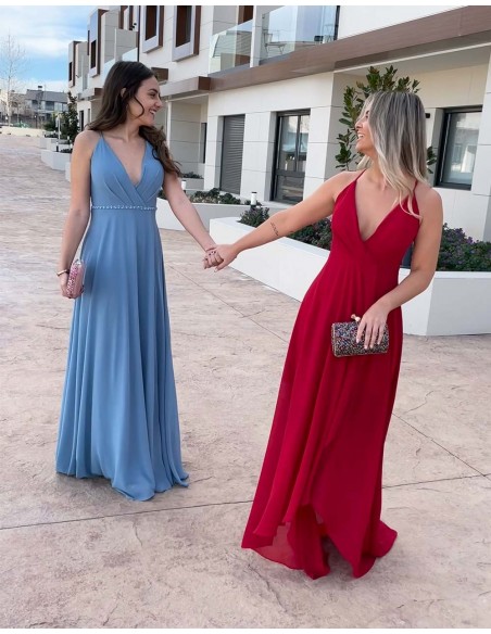 Long red party dress with ruffled skirt Lauren Lynn London - 1  Long red party dress with ruffled skirt Lauren Lynn London - 1