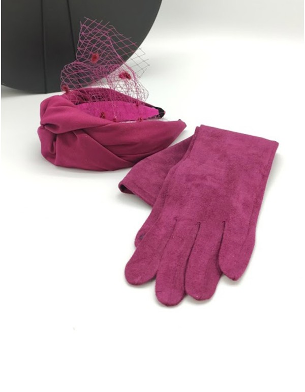 Conjunto de diadema y guantes de antelina