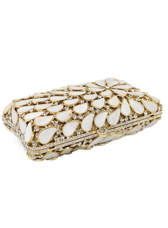 Bolso de mano joya rectangular con cristales y conchas naturales Lauren Lynn London Accessories - 1
