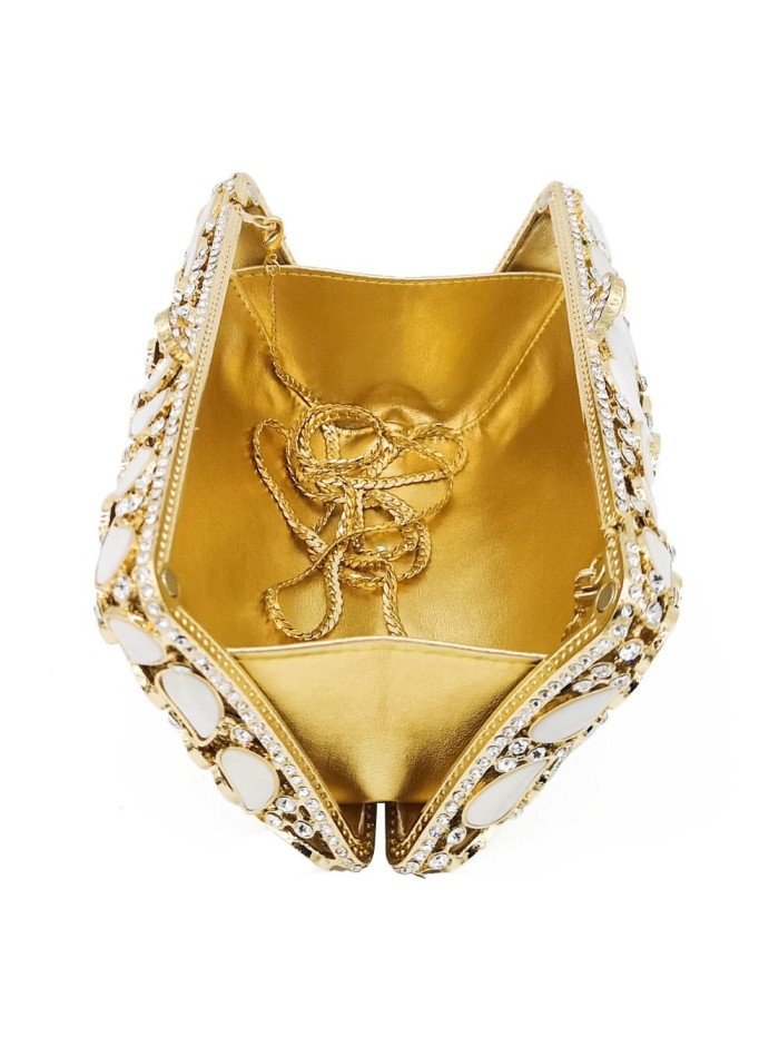 Rectangular jewellery handbag with crystals and natural shells Lauren Lynn London Accessories - 3