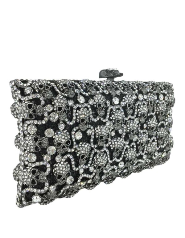 Black jeweled handbag with small skulls Lauren Lynn London Accessories - 1 