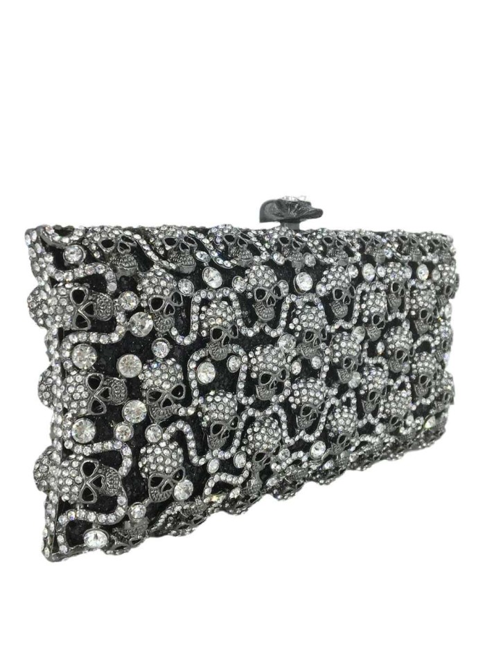 Black jeweled handbag with small skulls Lauren Lynn London Accessories - 1 