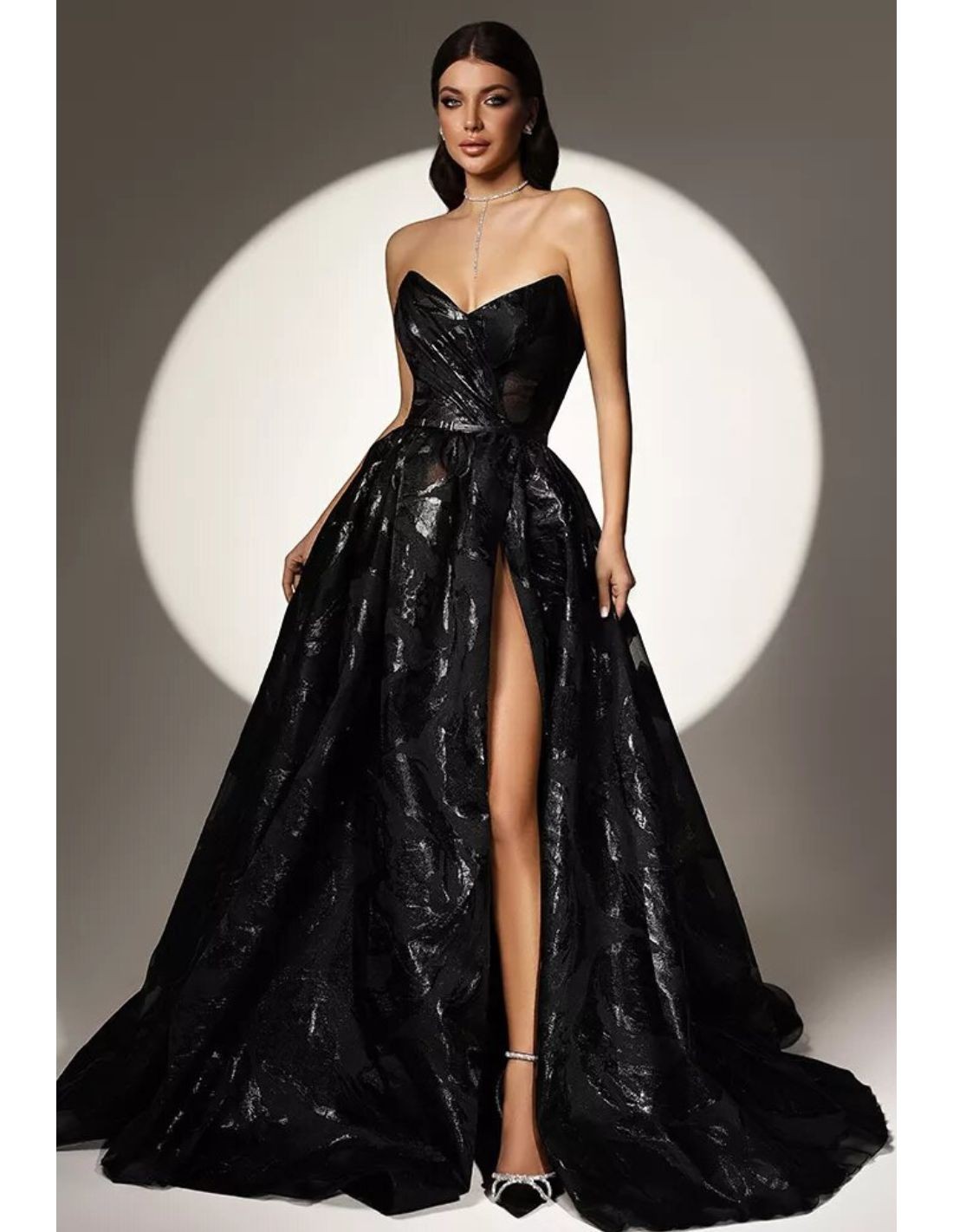 Black Elegant Satin Ball Gown Wedding Dress LUISA – ieie