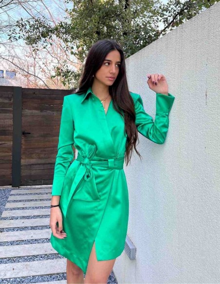 VESTIDO DE FIESTA CRUZADO DE SEDA
