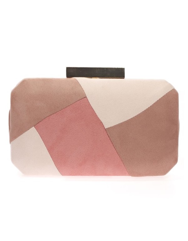 Clutch de fiesta de antelina en tonos rosados con broche dorado Lauren Lynn London Accessories - 1