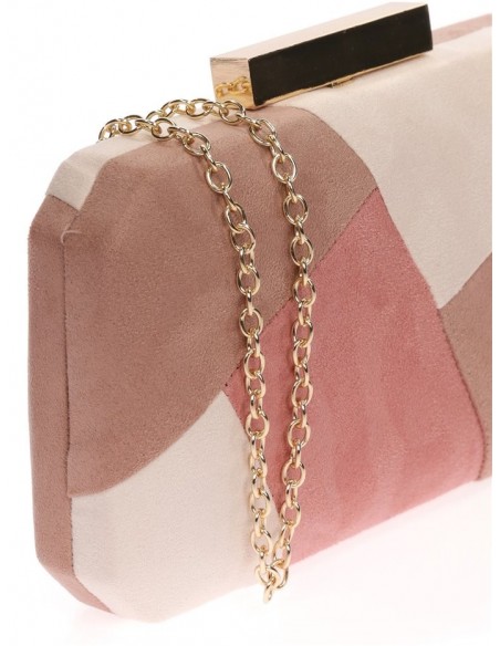 Pink suede party clutch with golden clasp Lauren Lynn London Accessories - 3  Pink suede party clutch with golden clasp Lauren Lynn London Accessories - 3