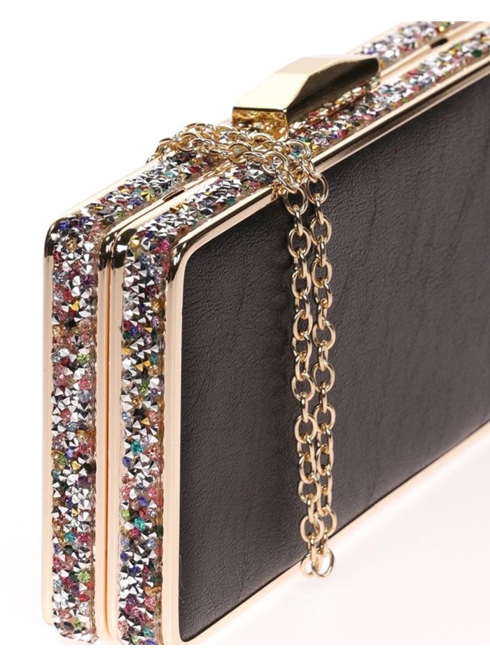 Clutch bag with rhinestones on the side - rectangular Lauren Lynn London Accessories - 6