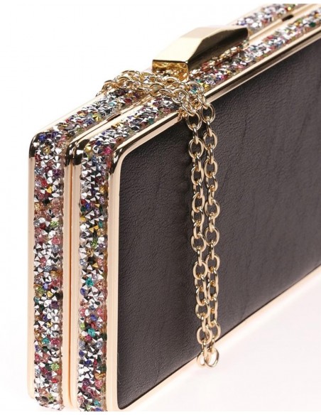 Clutch bag with rhinestones on the side - rectangular Lauren Lynn London Accessories - 6  Clutch bag with rhinestones on the side - rectangular Lauren Lynn London Accessories - 6